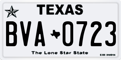 TX license plate BVA0723