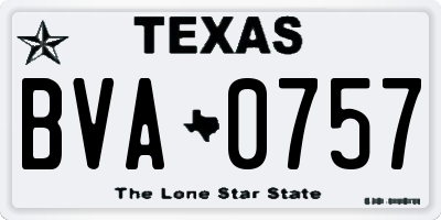 TX license plate BVA0757