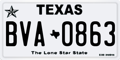 TX license plate BVA0863