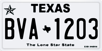 TX license plate BVA1203