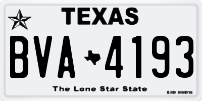 TX license plate BVA4193