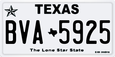 TX license plate BVA5925