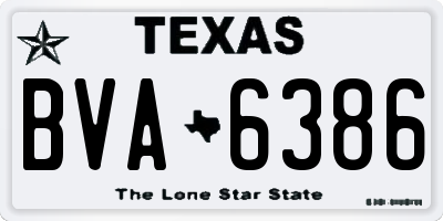 TX license plate BVA6386