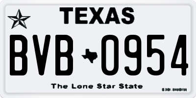 TX license plate BVB0954