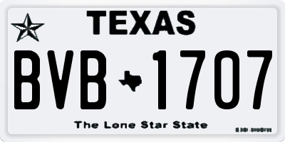 TX license plate BVB1707