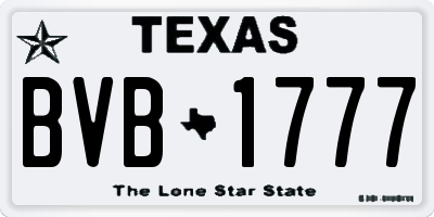 TX license plate BVB1777