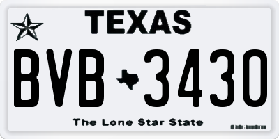 TX license plate BVB3430