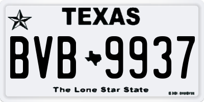 TX license plate BVB9937