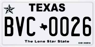 TX license plate BVC0026