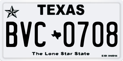 TX license plate BVC0708