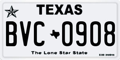 TX license plate BVC0908