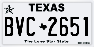 TX license plate BVC2651