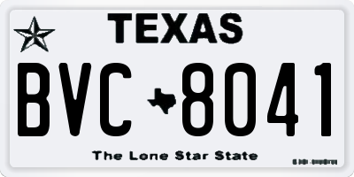 TX license plate BVC8041