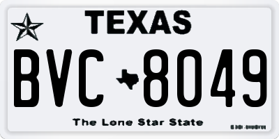 TX license plate BVC8049