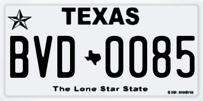 TX license plate BVD0085