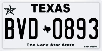 TX license plate BVD0893