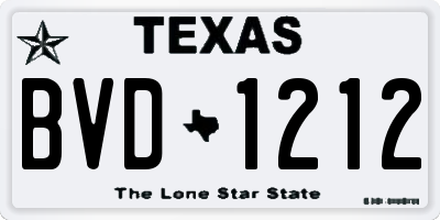 TX license plate BVD1212