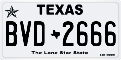 TX license plate BVD2666