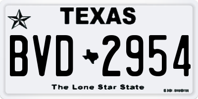 TX license plate BVD2954