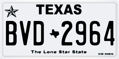TX license plate BVD2964