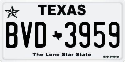 TX license plate BVD3959