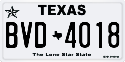 TX license plate BVD4018