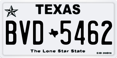 TX license plate BVD5462