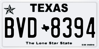 TX license plate BVD8394