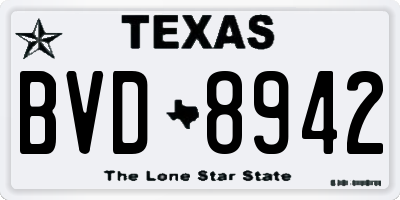 TX license plate BVD8942