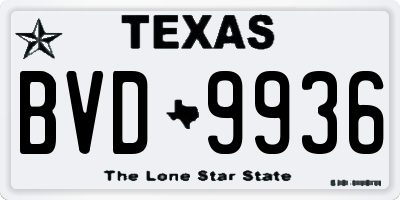 TX license plate BVD9936