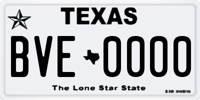 TX license plate BVE0000