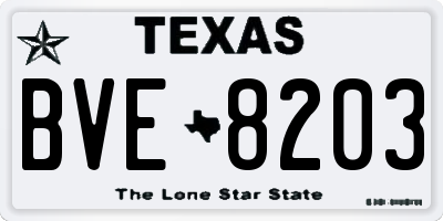TX license plate BVE8203