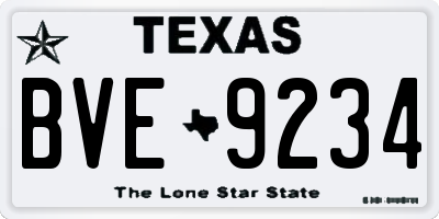 TX license plate BVE9234