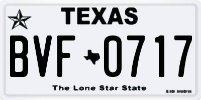 TX license plate BVF0717