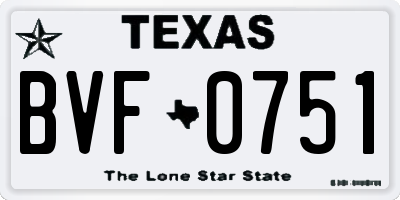 TX license plate BVF0751