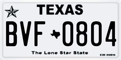 TX license plate BVF0804