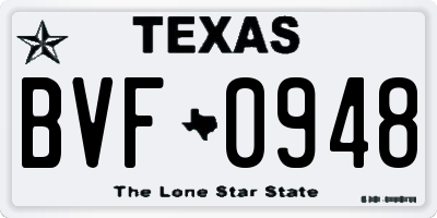 TX license plate BVF0948