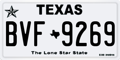 TX license plate BVF9269