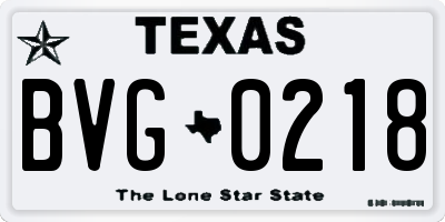 TX license plate BVG0218