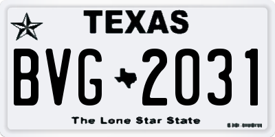 TX license plate BVG2031