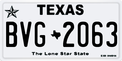 TX license plate BVG2063