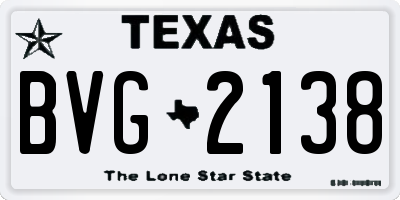 TX license plate BVG2138