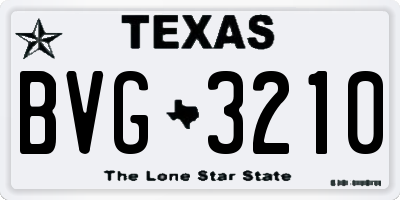 TX license plate BVG3210