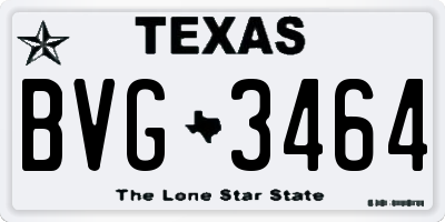 TX license plate BVG3464