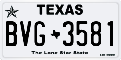 TX license plate BVG3581