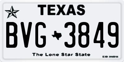 TX license plate BVG3849