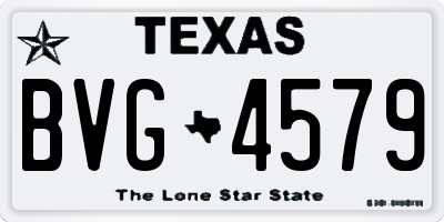 TX license plate BVG4579
