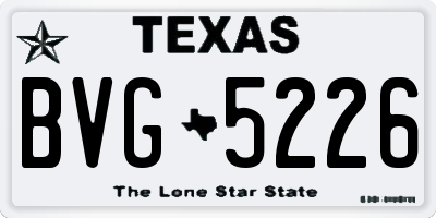 TX license plate BVG5226
