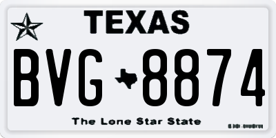 TX license plate BVG8874
