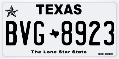 TX license plate BVG8923